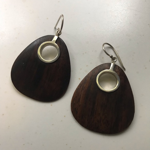 SILPADA Rare Wood and Silver Earrings - Picture 2 of 3